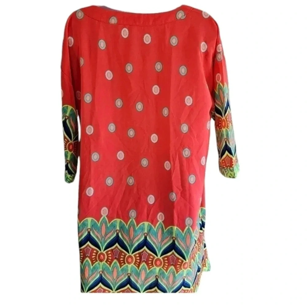 Isle by Melis Kozan M Coral Tunic Geometric Turkish Resort Wear Rare Statement - Picture 3 of 10